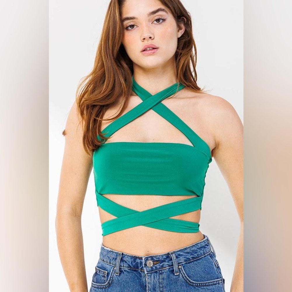 Crisscross Tie Back Crop Halter Top